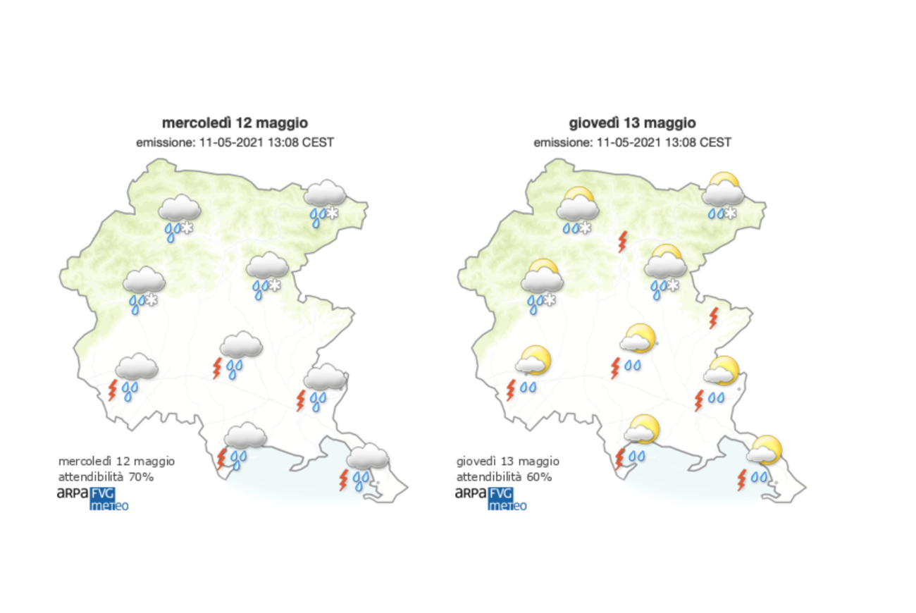 Immagine per Torna la pioggia sul Goriziano, possibili temporali nella notte